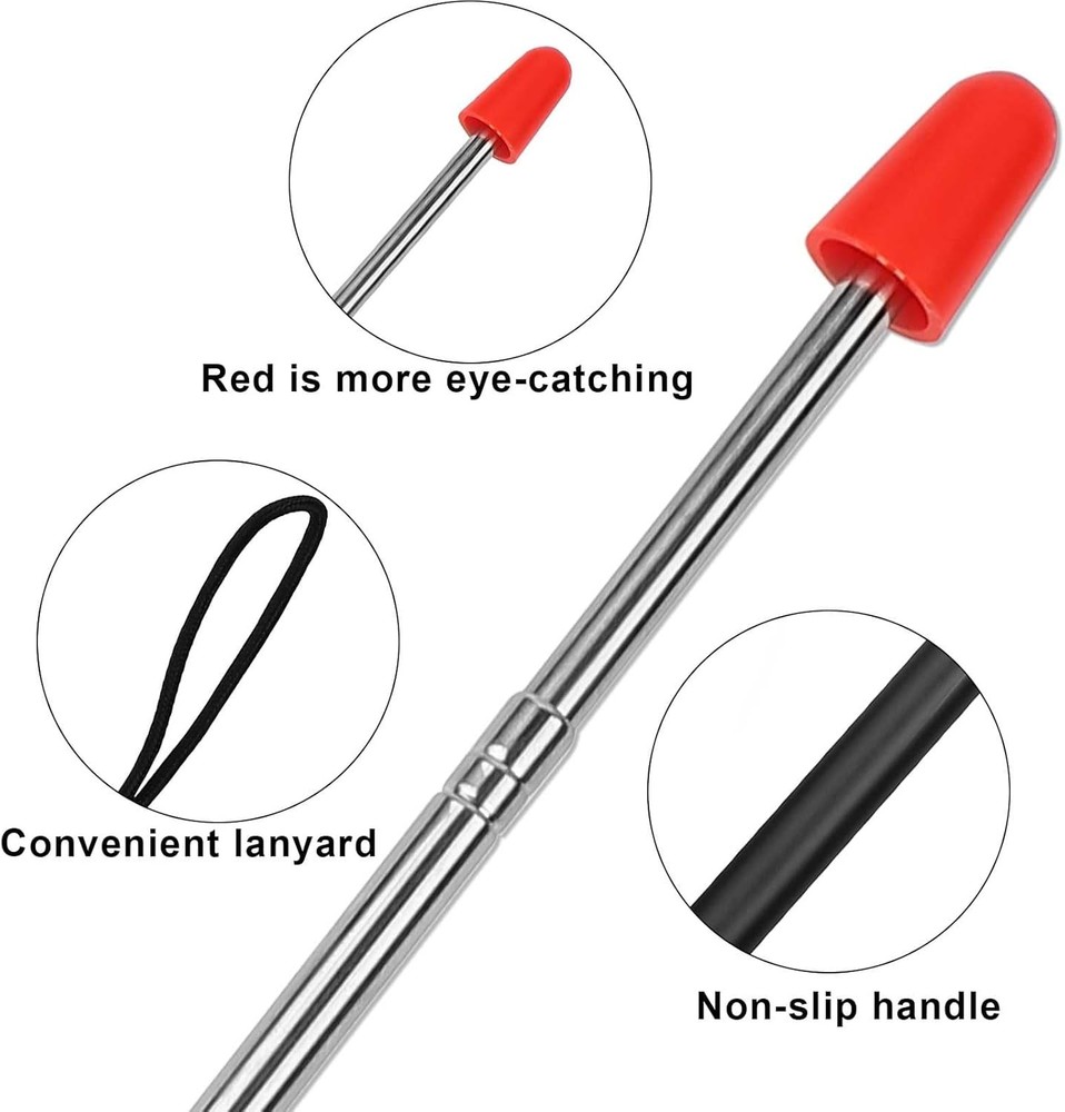 Telescopic Teachers Pointer Stick, 47.24in Retractable Teaching Pointer,...