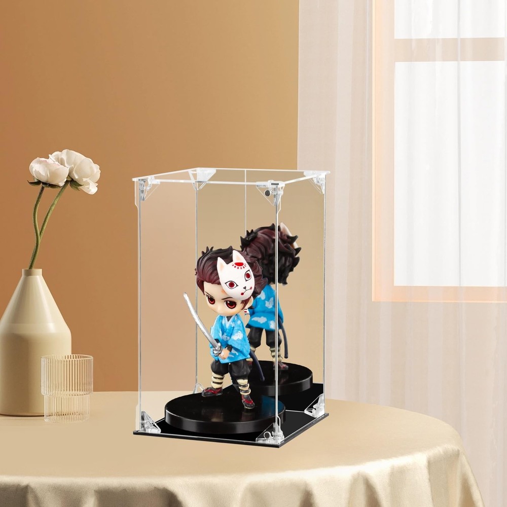 Acrylic Display Case Clear Action Figure Display Case with Mirrored Back, Dus...