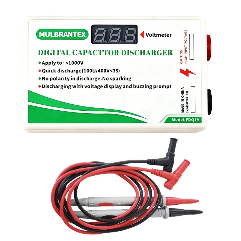 Digital Capacitor Discharge Tool with Voltmeter Display, max Display 999, 10-...