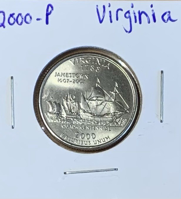 2000-P Virginia State Quarter Mint State *Nice Luster Sleeved