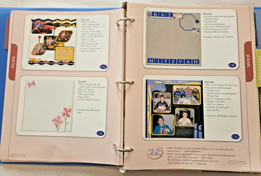 Creative Memories CM BLUE PAGE PATTERNS ORGANIZER BINDER FILLED OVER 200 PAGES