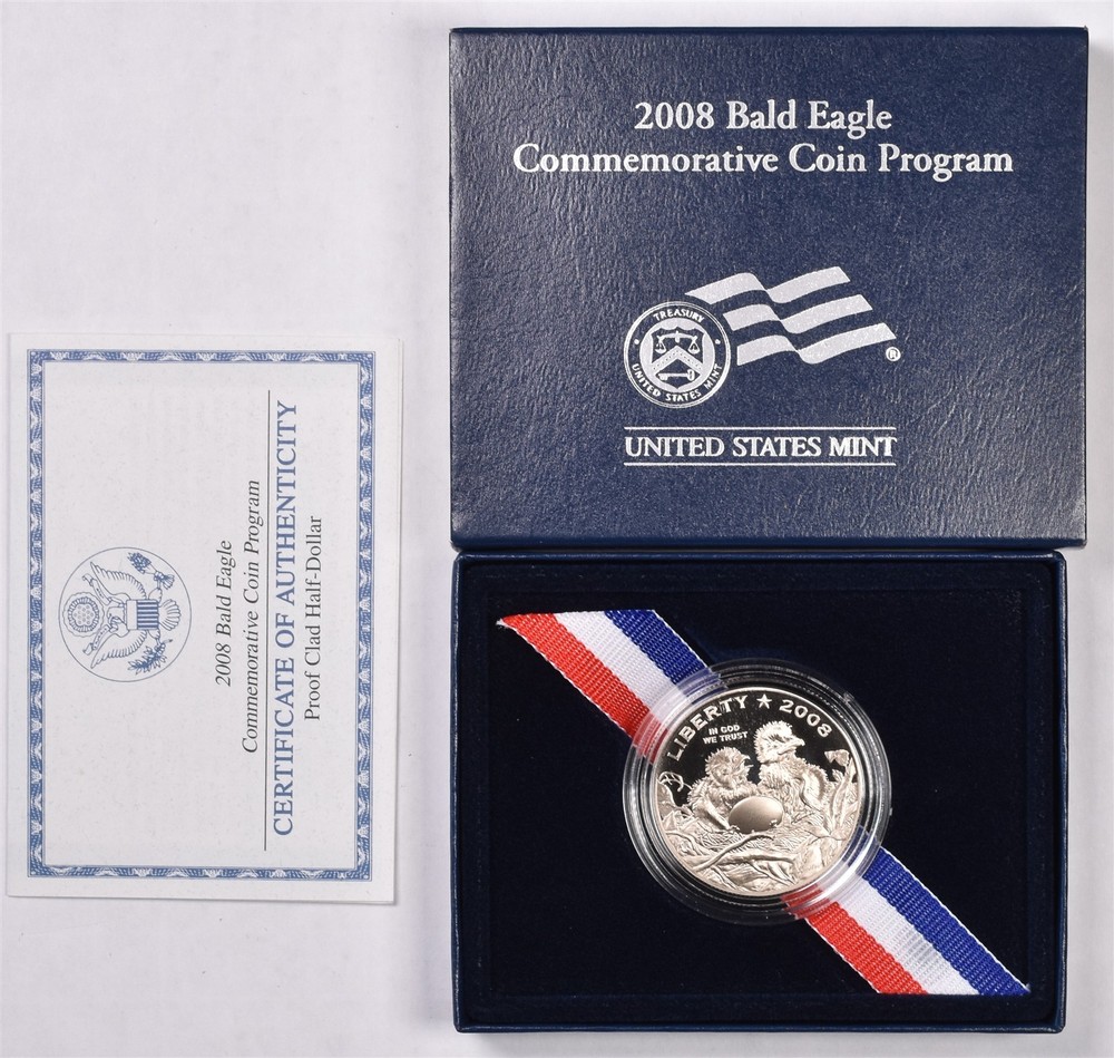2008 Bald Eagle Commemorative Clad Half Dollar - Proof With Box & COA