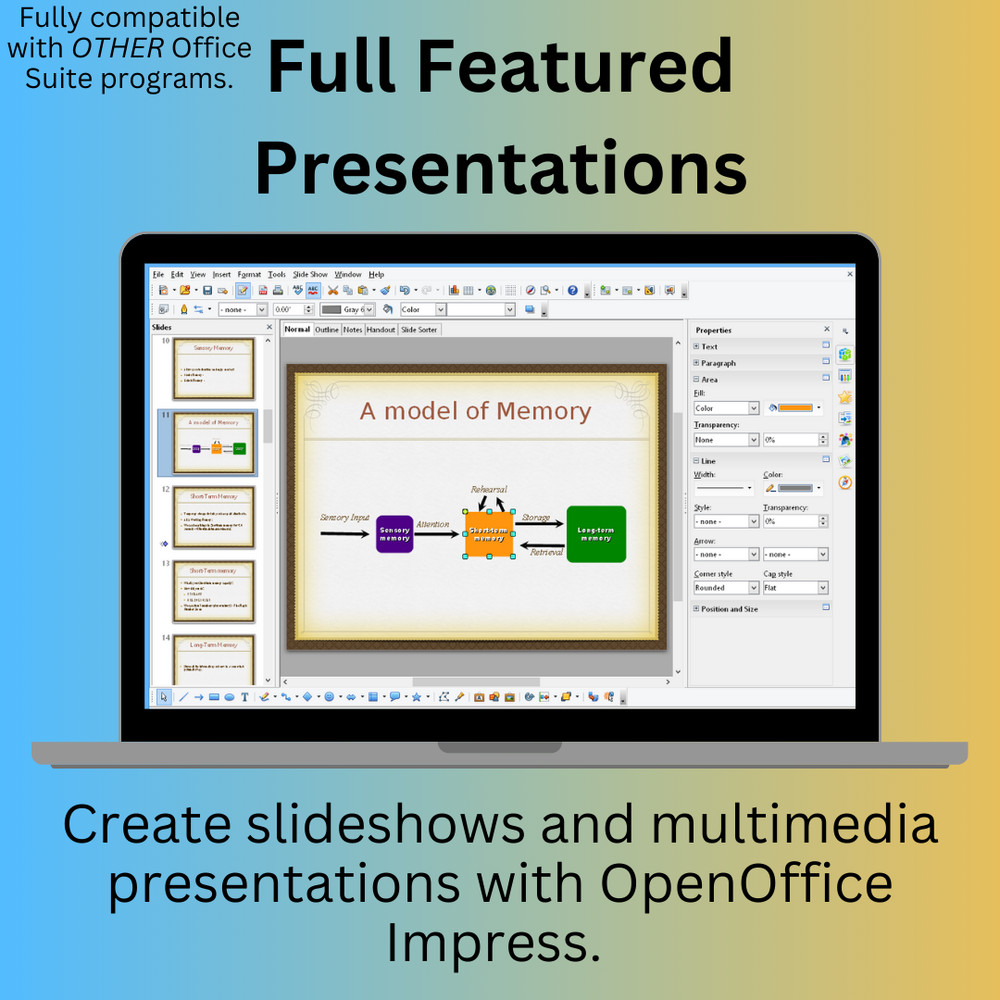 Open Office Software Suite for Windows USB Word Processing Home Student Business