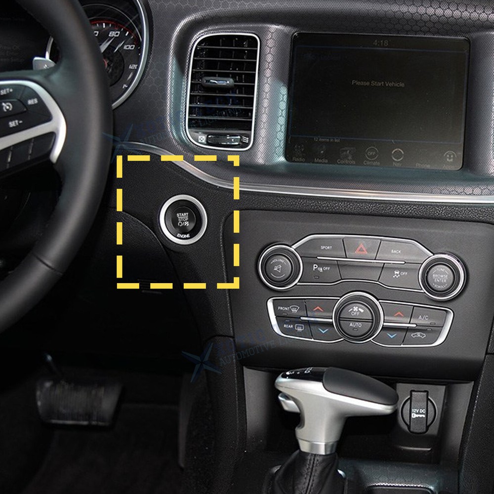 Black Ignition Engine Start Stop Push Button Cover For Dodge Charger Durango Ram