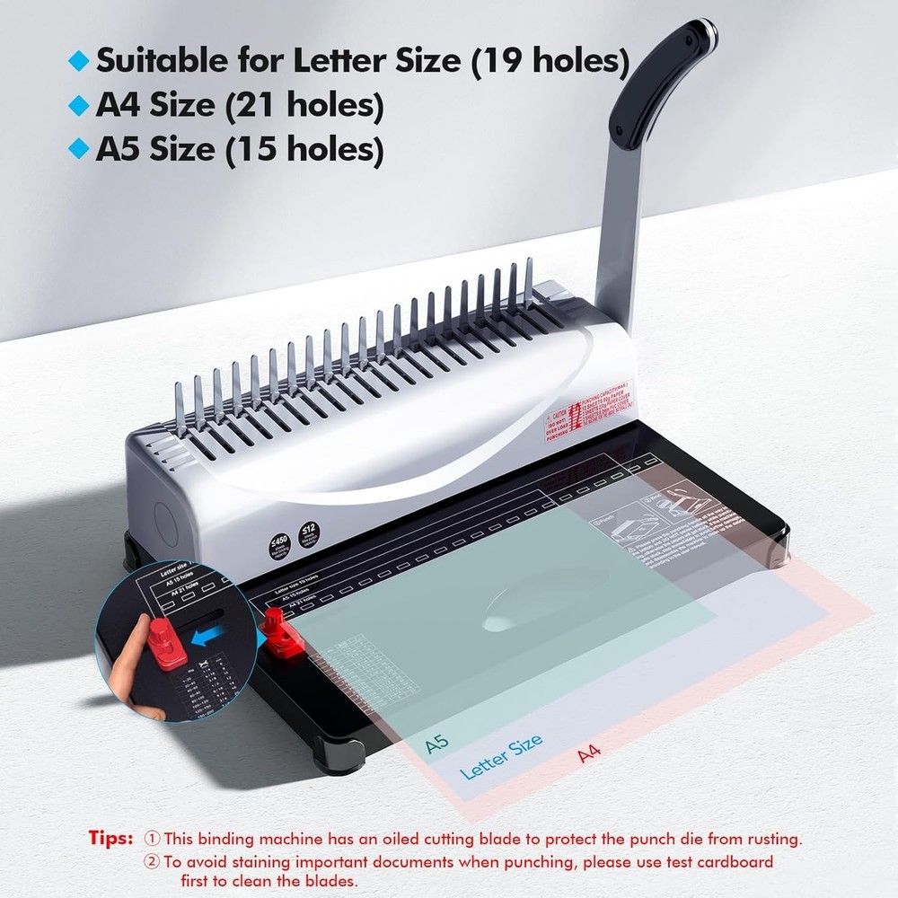 Metal Comb Binding Machine with Includes Comb Spines for A4, A5, Letter Papers