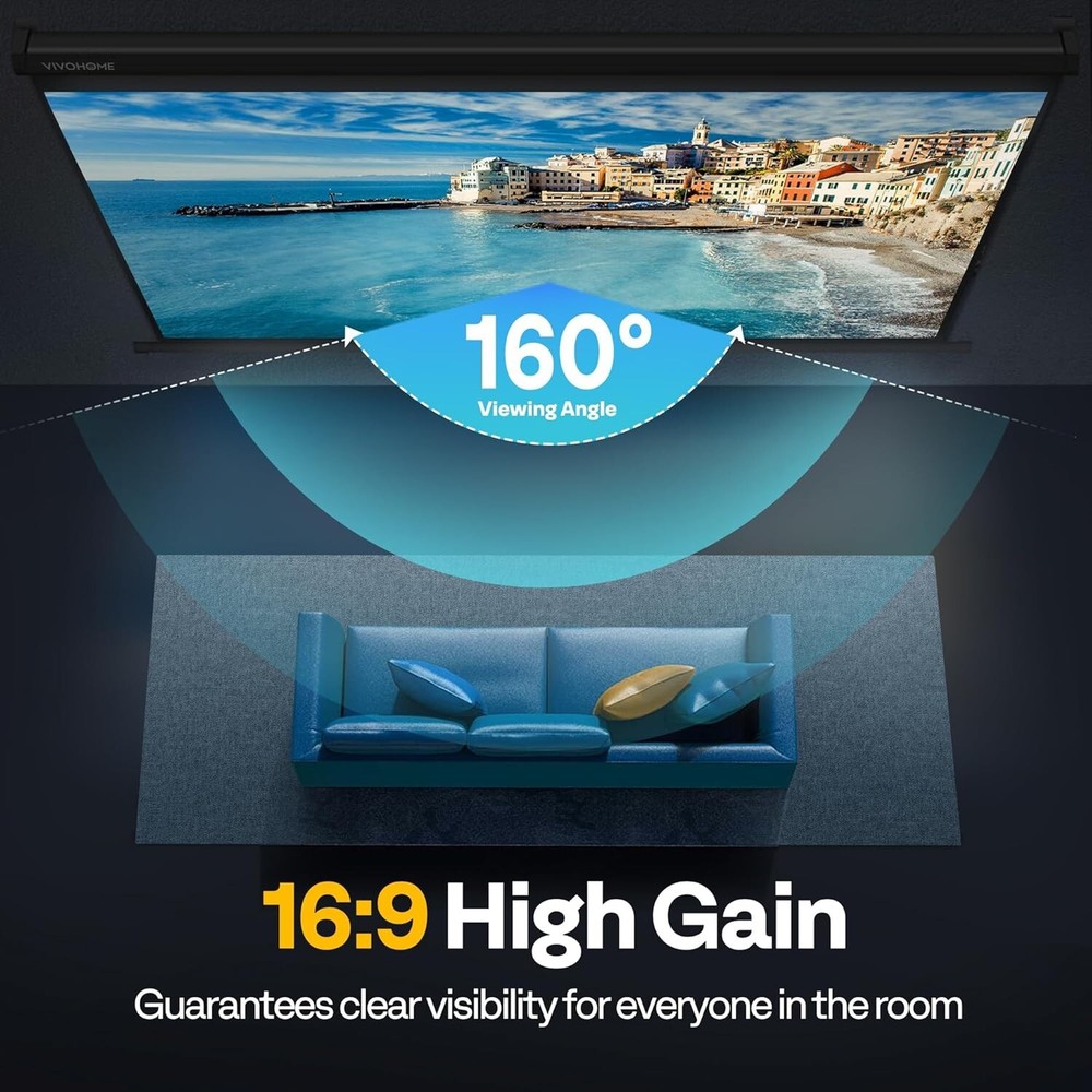 High-Definition 16:9 100'' Pull Down Projector Screen for Cinema Quality Viewing