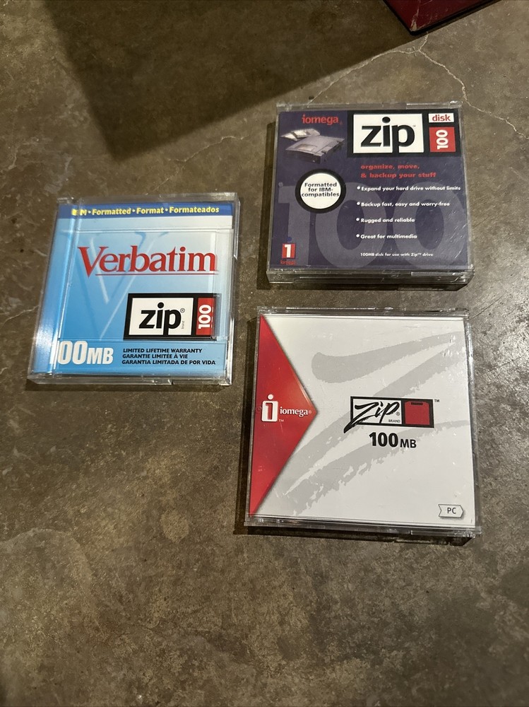 3 Pack Iomega 100MB Zip Disks for PC