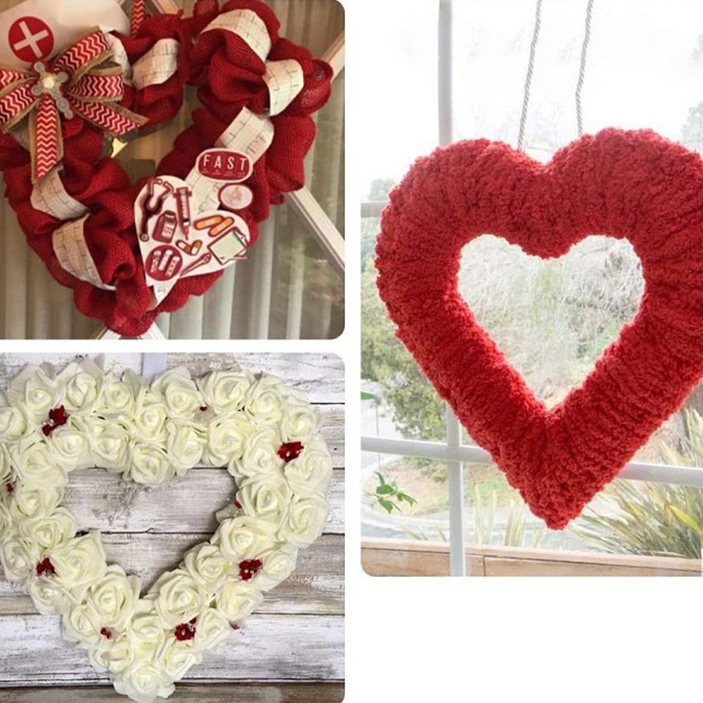 4 Pcs Heart Wreath Form Wire Frame DIY Hanging Floral Making Ring
