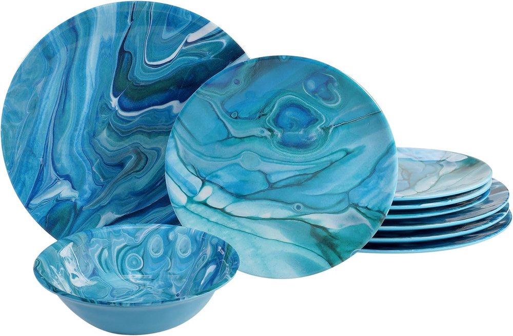 Fluidity 12 Piece Melamine Dinnerware Set, Service for 4
