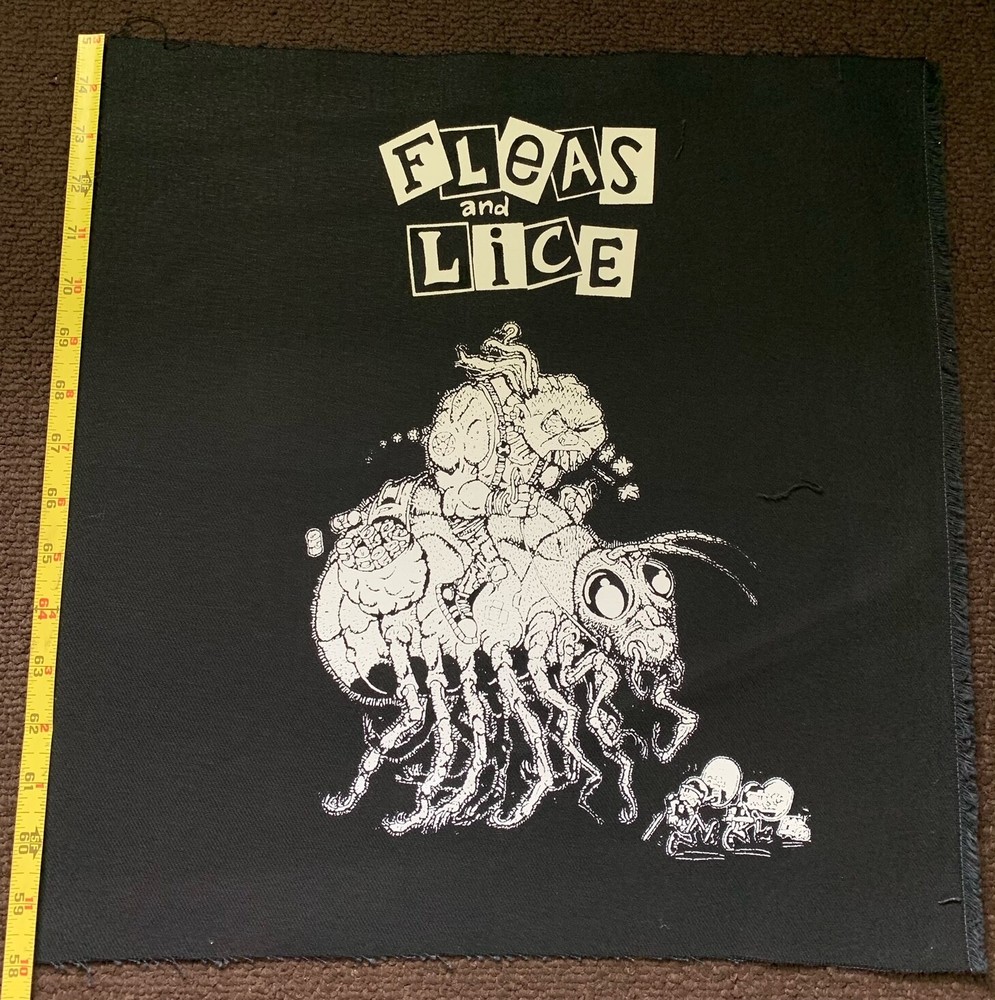 LARGE Fleas and Lice Canvas Screen Printed SEW ON Back Patch