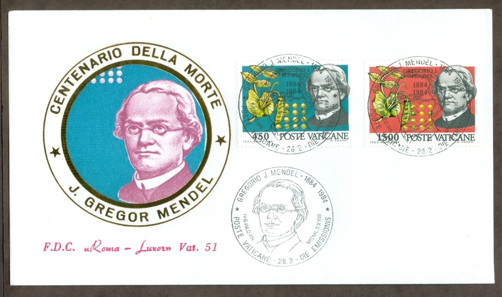 Vatican City Sc# 729-30: Gregor Mendel on FDC