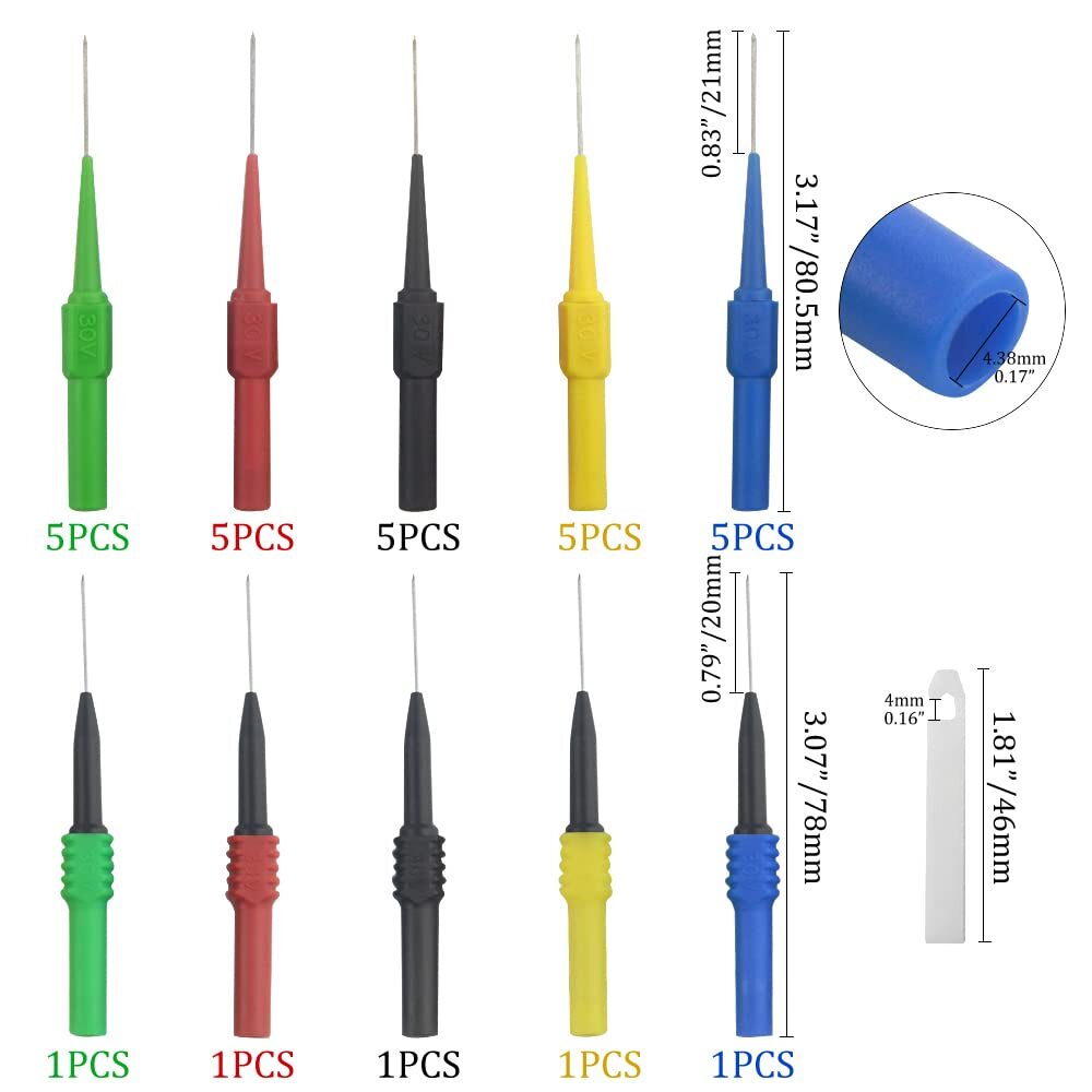 30 PCS Insulation Wire Piercing Probes Set Non-Destructive Back Probes Test P...