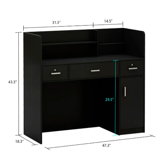 Desk Office Shelf Reception Counter Drawer Front Lockable Checkout Table Study