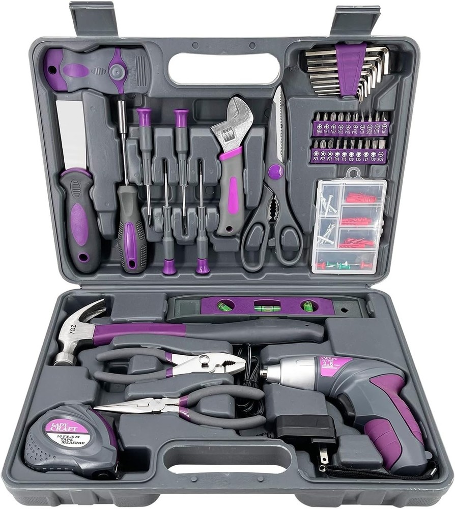 Pink Lady Tools Kit Set - 44PCS Cordless Screwdriver Toolbox