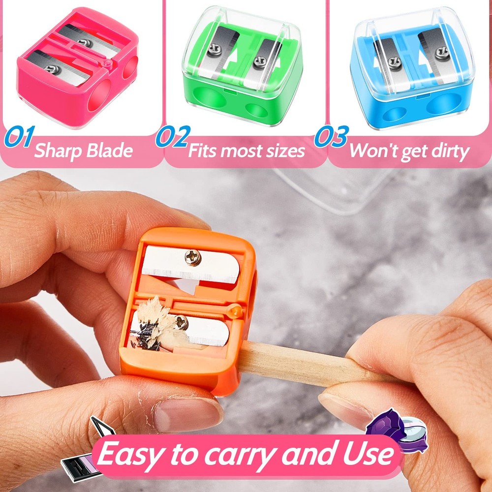 5 Pack Makeup Pencil Sharpener Plastic Lip Liner Eyeliner Multi Colors