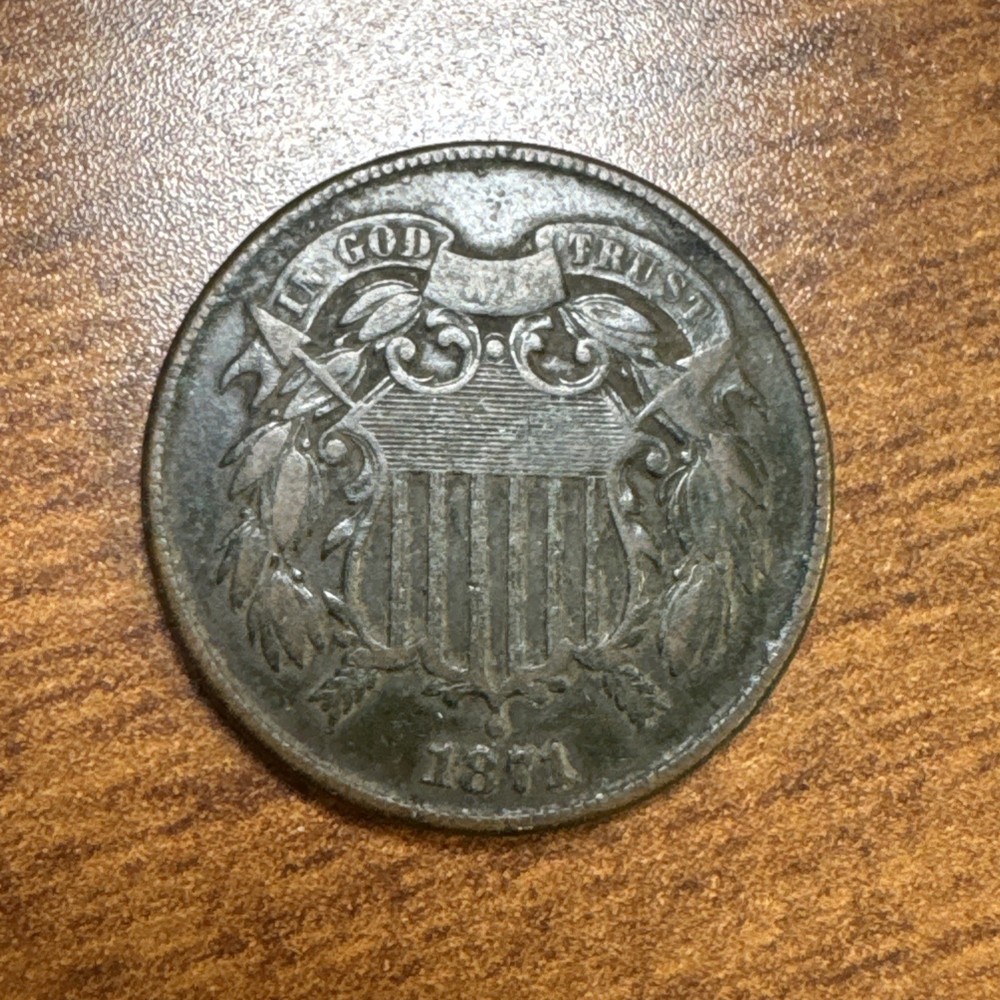 1871 Two Cent Piece 2c VF details