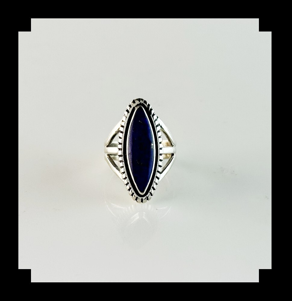 Handcrafted Sterling and Lapis Lazuli Ring Size 6 1/4