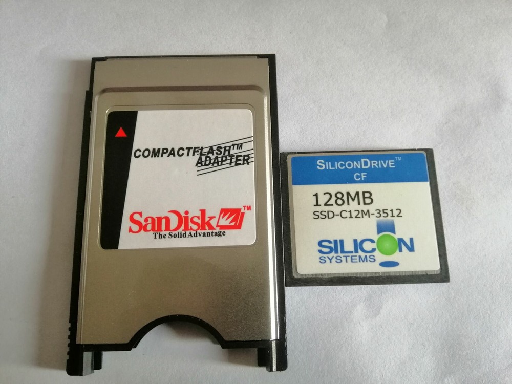 SiliconDrive 128MB CF with Compact Flash Card adapter PC PCMCIA Card