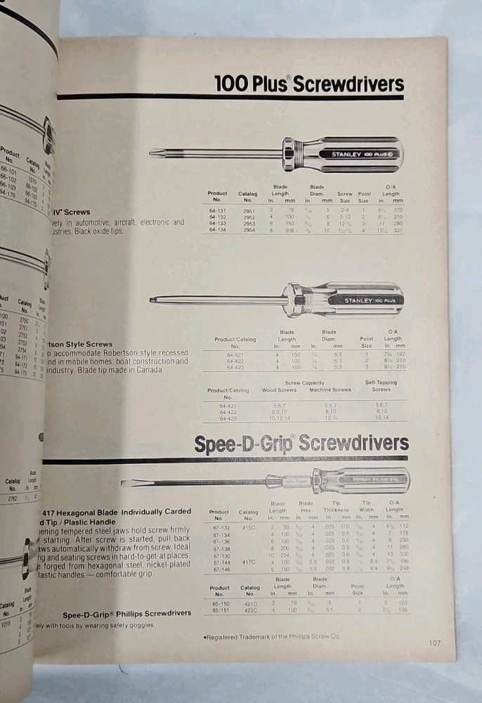 1982 Stanley Tools Catalog 11" x 8-1/2"