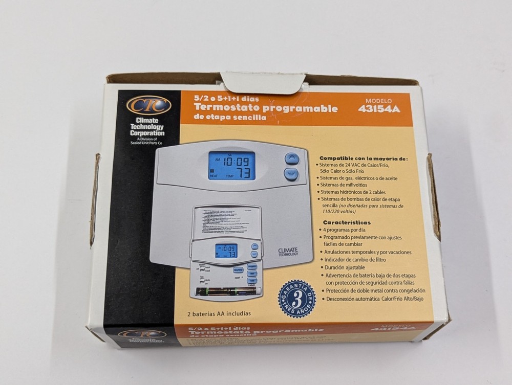 THERMOSTAT 43154A CTC PROGRAMMABLE SINGLE STAGE DIGITAL NIGHT LIGHT
