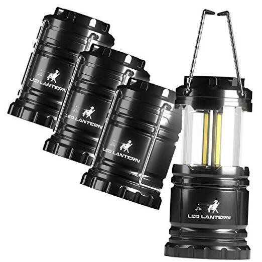 LED Camping COB Lantern Flashlights - Super Bright  4 Pack Medium (350 Lumens)