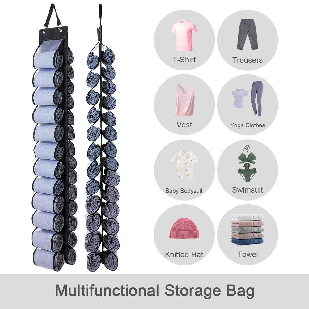 Legging Organizer, Foldable Hanging Closet Organizer with 26 Roll Compartment...