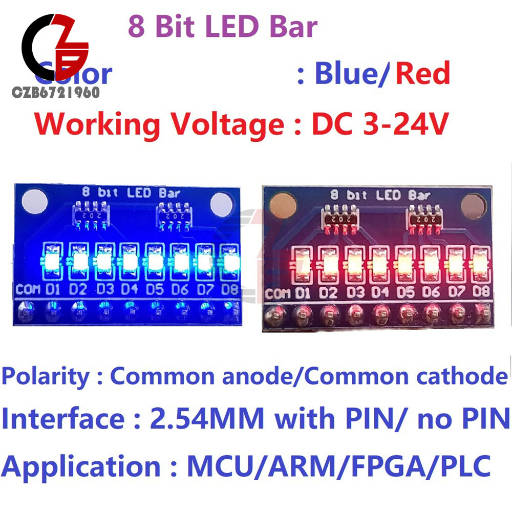 8-bit LED Module Blue/Red Display Common Negative/Common Positive DIY Kit 3-24V