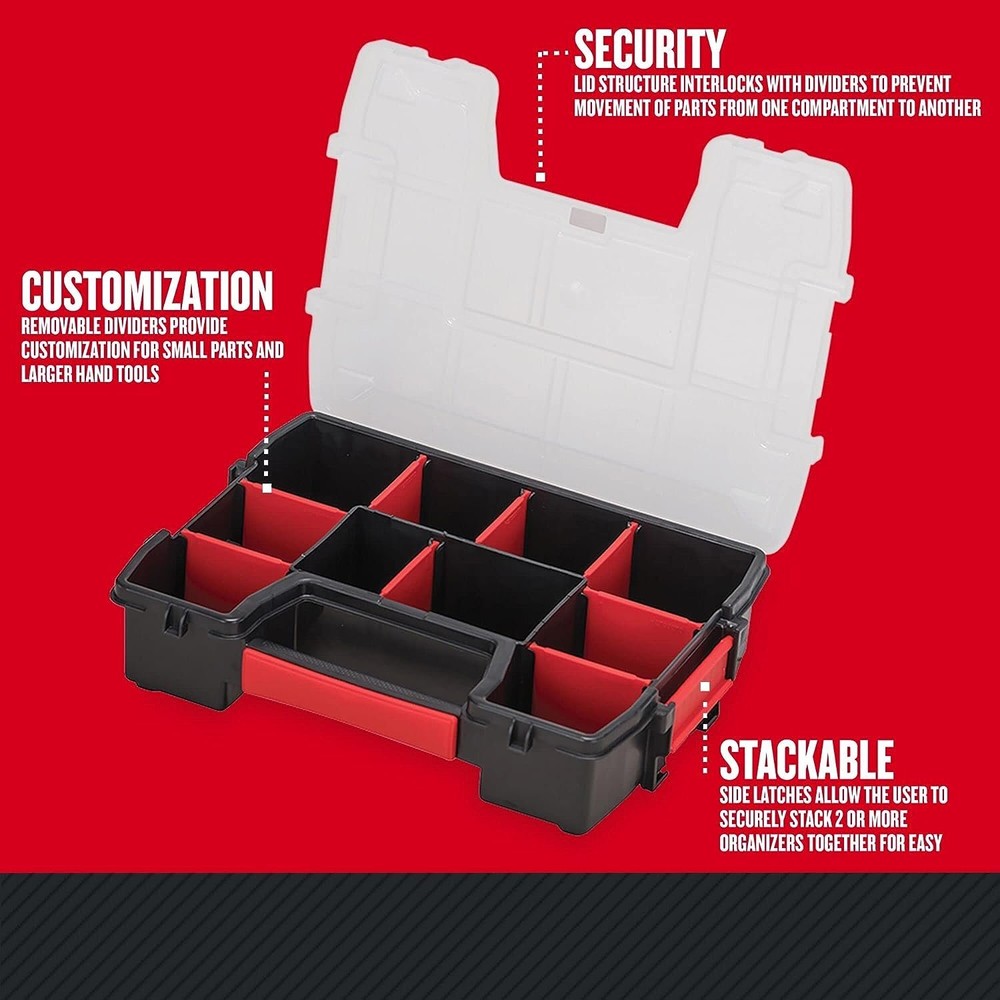 Craftsman Small Storage Organizer, 10 Compartment, Plastic XL Organizer