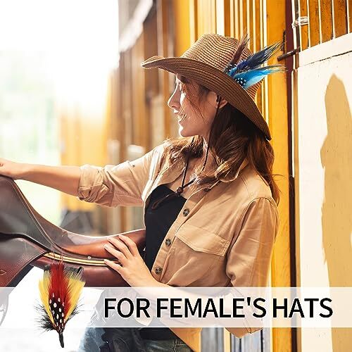 Hat Feathers, 12 Pcs Natural Feathers, Mixed Assorted Cowboy Hats Feathers,