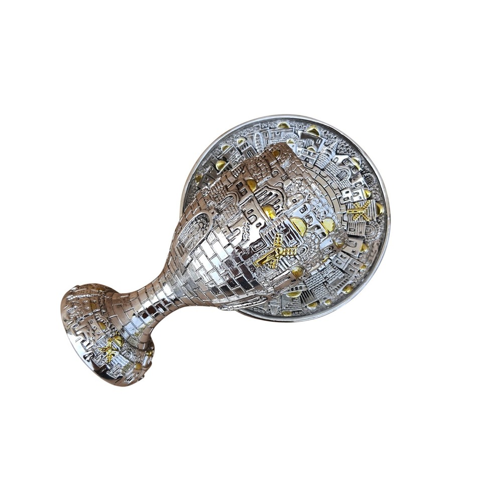 Jerusalem Kiddush Cup Goblet, Silver plated Jerusalem Design