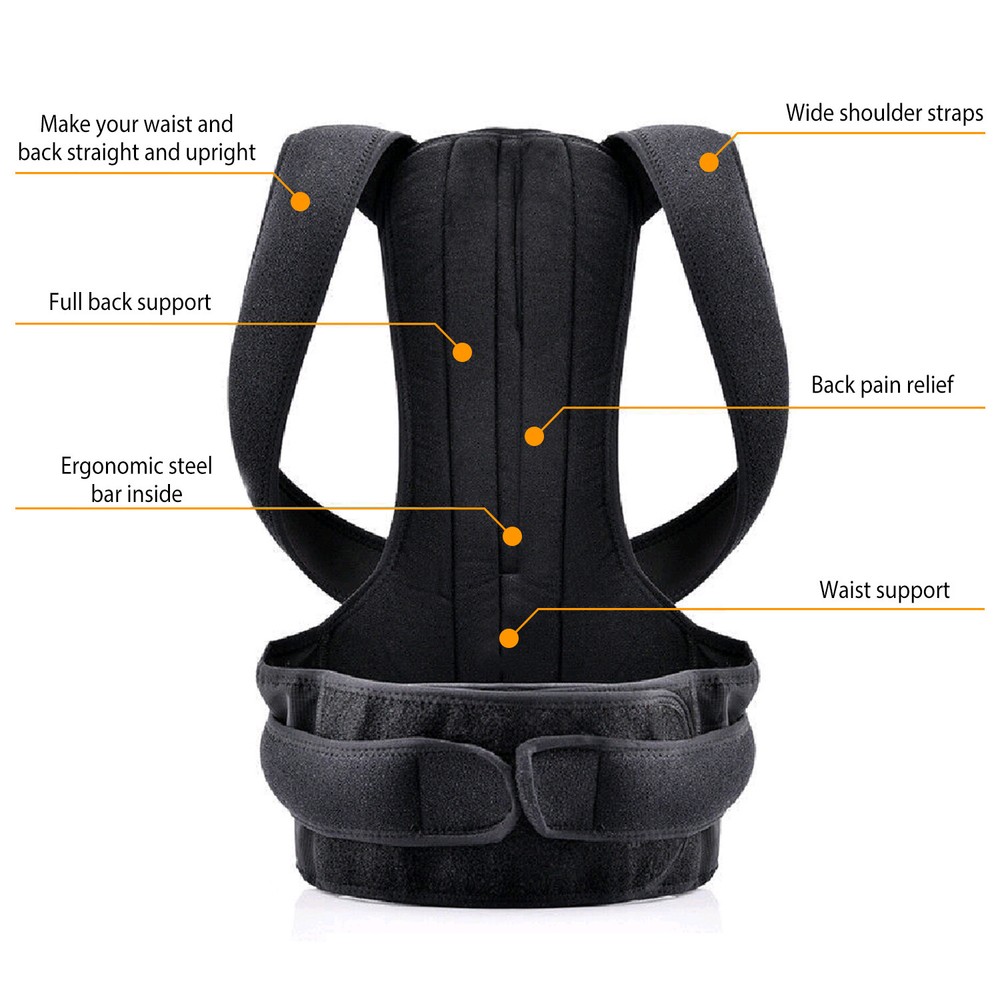 Adjustable Back Posture Shoulder Corrector Support Lumbar Brace Belt Unisex Tool