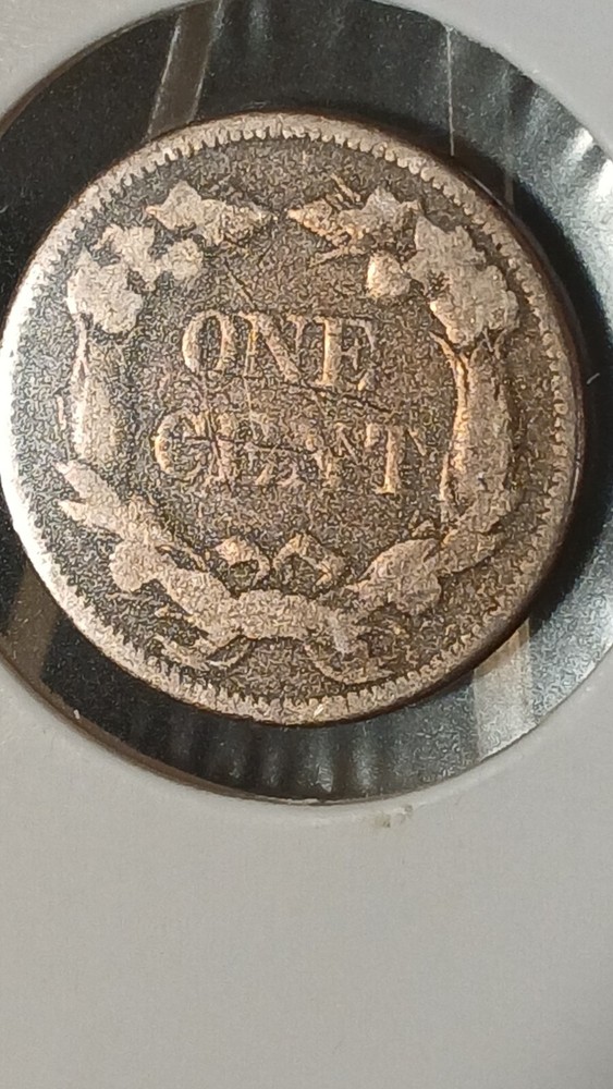 1858/7 Flying Eagle Cent Small Letter S/L Damage