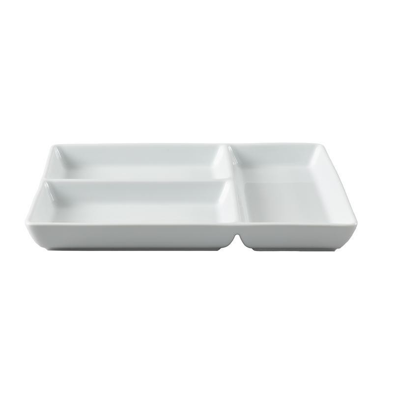 Porcelain Rectangular Divided Tray Microwave Dishwasher Oven Safe Elegant Design