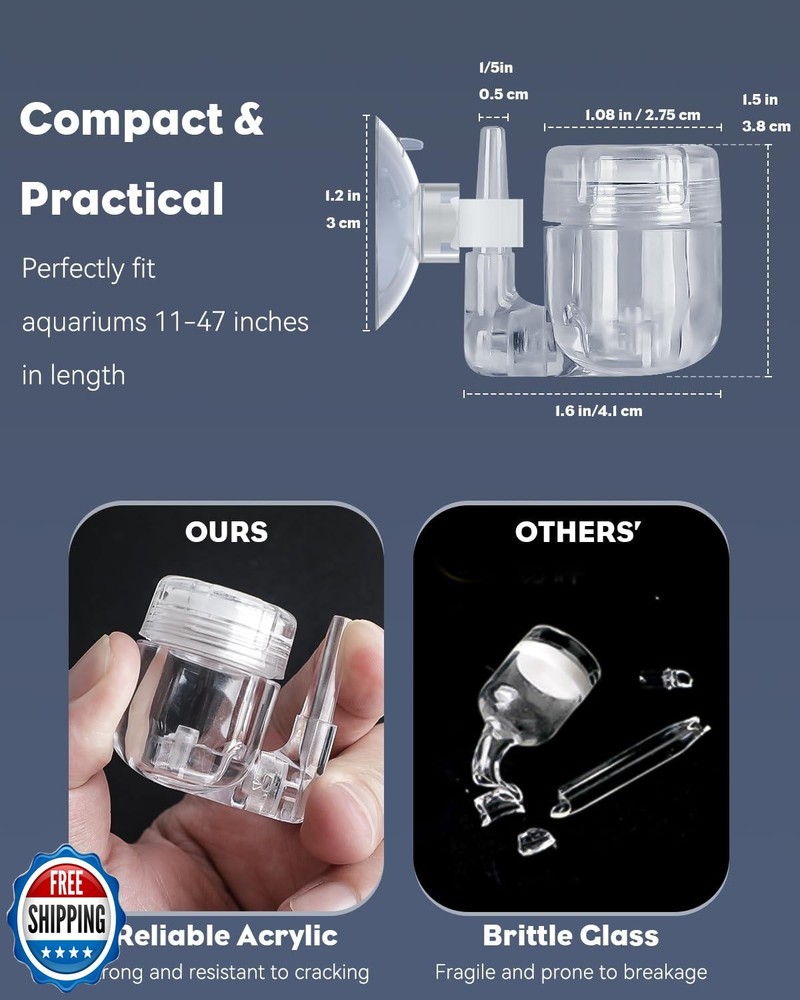 Pawfly CO2 Diffuser for Aquarium Plants, Clear Acrylic CO2 Atomizer Aquarium