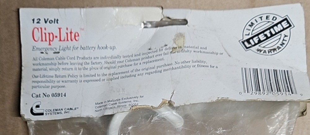 Vintage Coleman Cable 12V Clip-Lite Worklight