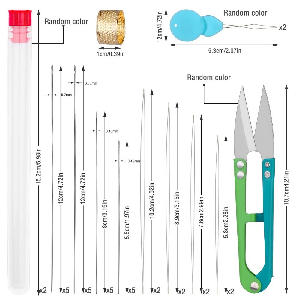 UOOU 28 Pcs Beading Needles Set Include 20 Long Straight silver