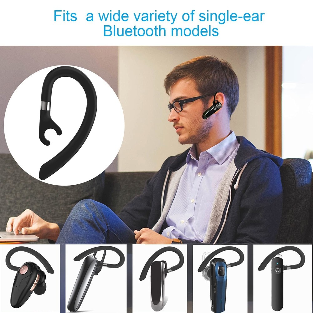 Replacement Ear Hooks for Earpiece, AMZLUV Solf Silicon Flexible Large, Black