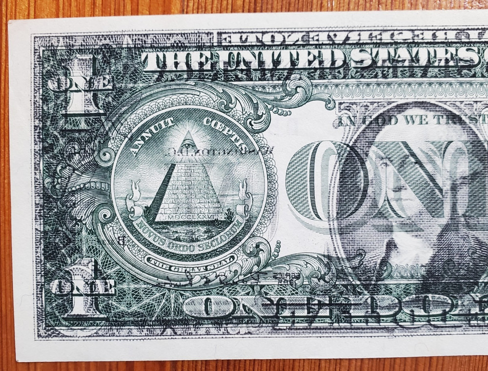 US FEDERAL RESERVE NOTE 1995 $1 OFFSET ERROR NOTE