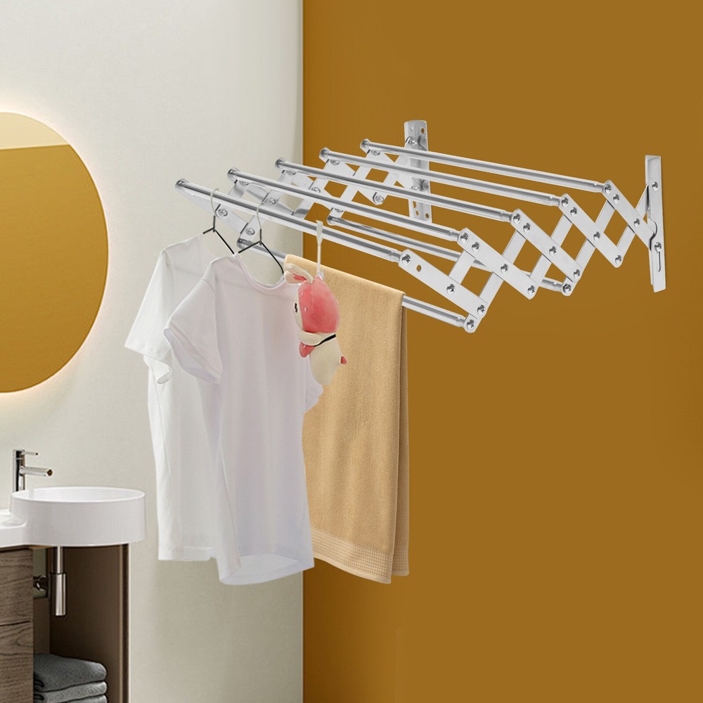 Wall Mounted Clothes Drying Rack Stainless Steel Retractable Laundry Drying Rack