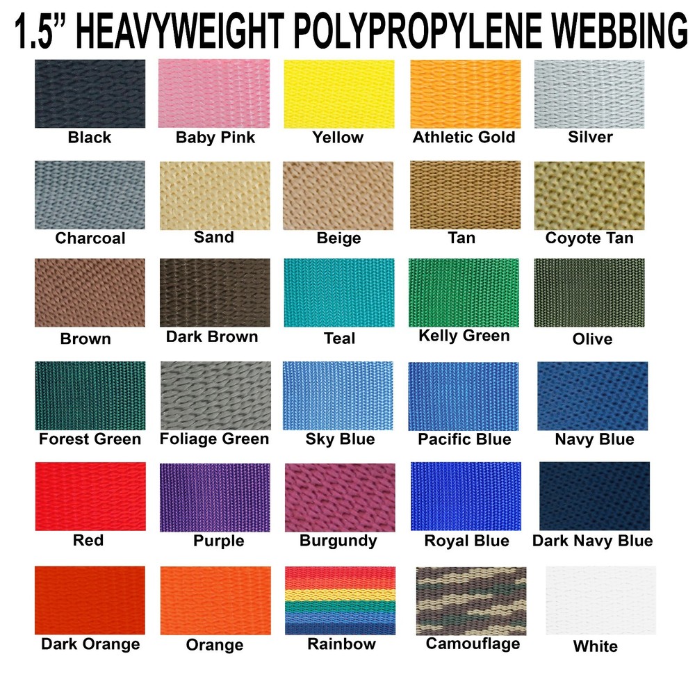 1.5 Inch Polypropylene Webbing Heavy Weight 1.5" Strap 5 Yards