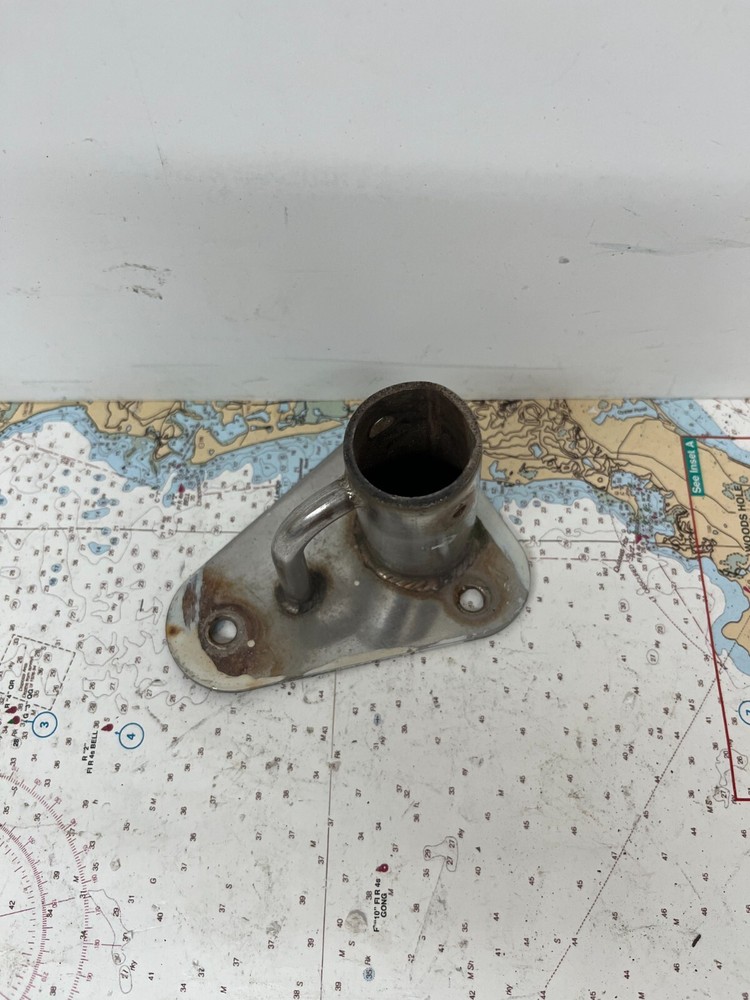 Stainless Steel Triangular Stanchion Base 13 Degrees, Accepts 1" Pipe