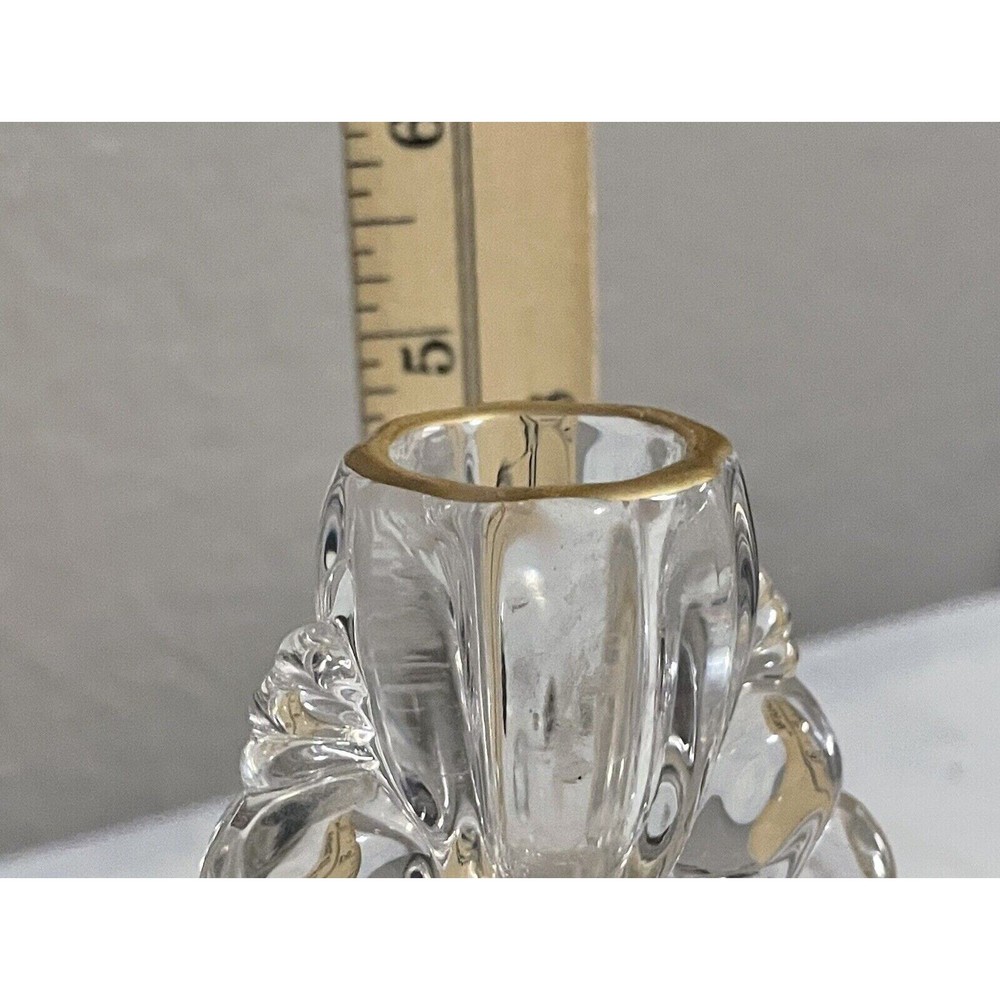 Single Gold Etched Glass Candlestick Holder