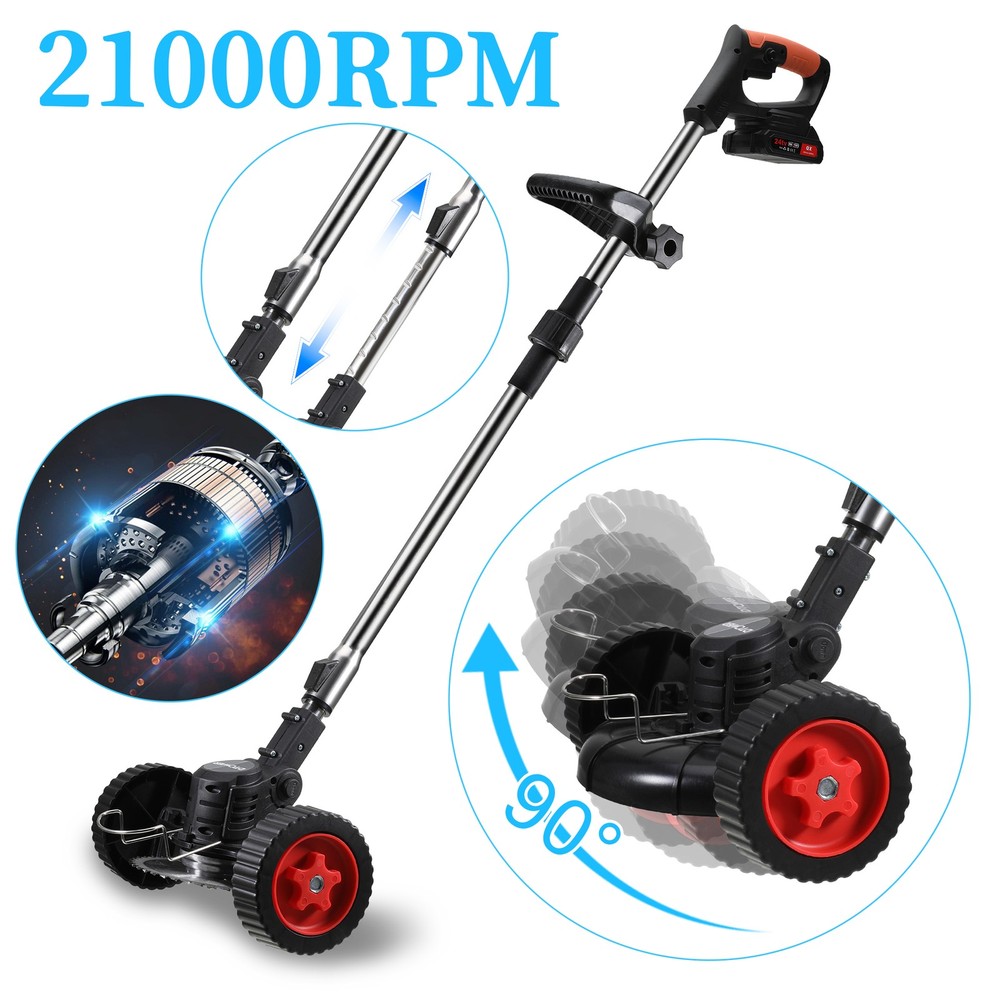 Electric Cordless Grass String Trimmer Lawn Edger Weed Wacker Cutter + 2 Battery