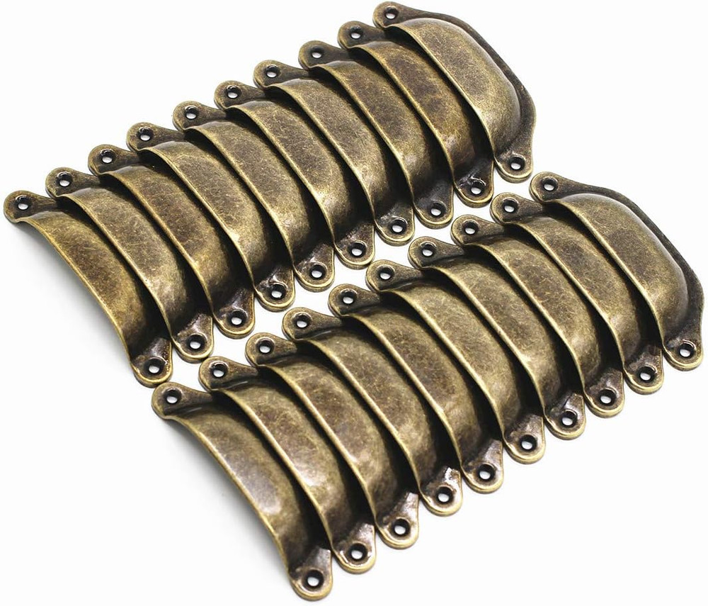 20PCS Antique Bronze Iron Drawer Knobs Pulls Handles - Vintage Kitchen