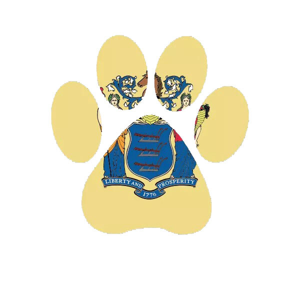 New Jersey State Shaped Paw Print Sticker