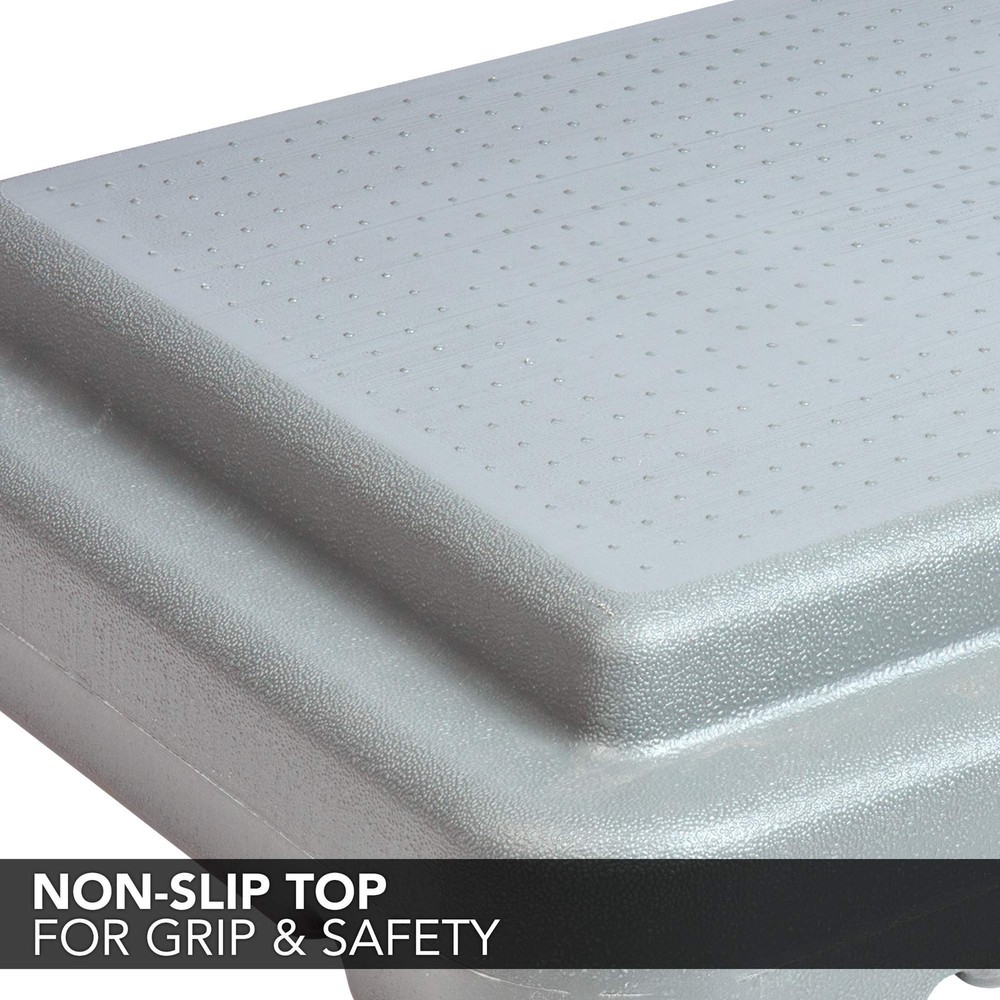 The Step (Made in USA) 4 Inch Stackable Aerobic Exercise Platform (Grey) with...