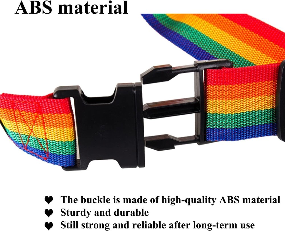 Quick Release Luggage Straps - 2 Pack Adjustable Rainbow Suitcase Belts