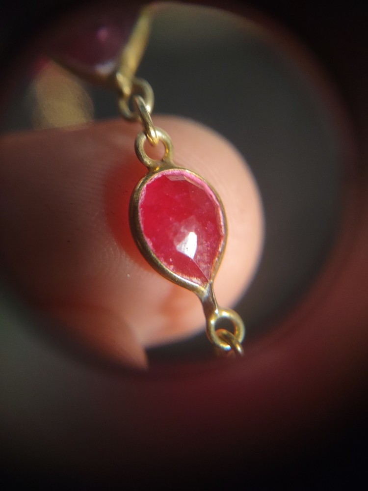 11.8 Grams 18" Natural Ruby Sterling Silver 925 Chain Necklace
