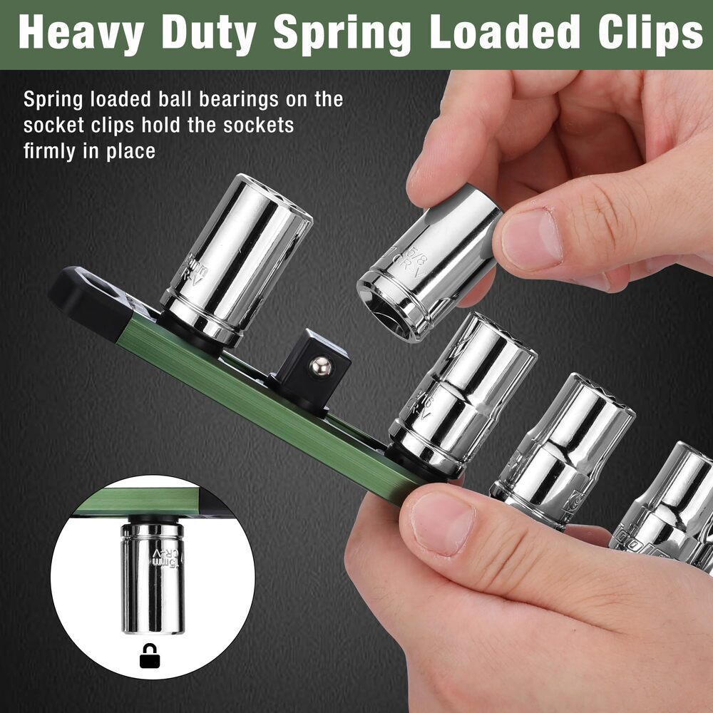 1/2" Drive Magnetic Socket Organizer Heavy Duty Socket Holder Socket Rack Kit US