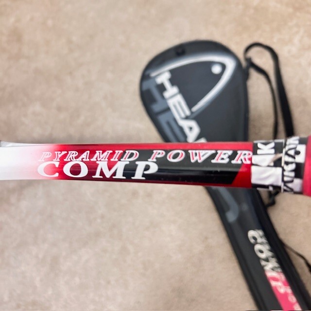 Head Squash Racket Pyramid Power Comp Red with Black Carry Bag read